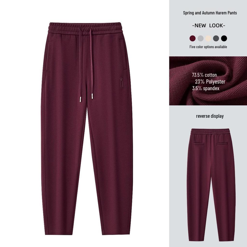 GAGN Women's Red Cropped Harem Pants - Slimming, Loose Fit, Plus Size, Casual for Early Autumn and Spring.