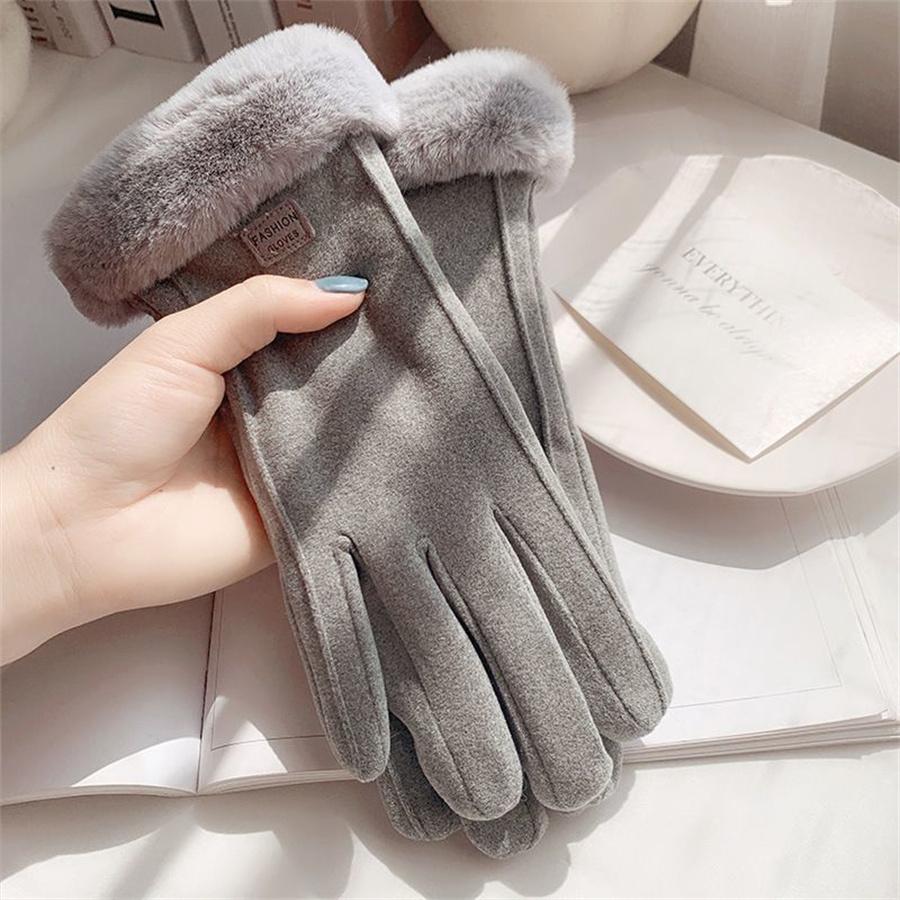 Women's Winter Warm Gloves Faux Fur Cuff Touchscreen