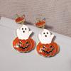 Personality Cute Pumpkin Ghost Necklace Dripping Oil Vintage Earring Punk Collarbone Chain  Women