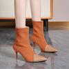 Fashion Sexy Thin Low Heels Pointed Toe Ankle Boots Woman Party Shoes Fashion Spring Autumn Zipper Concise Short Booties