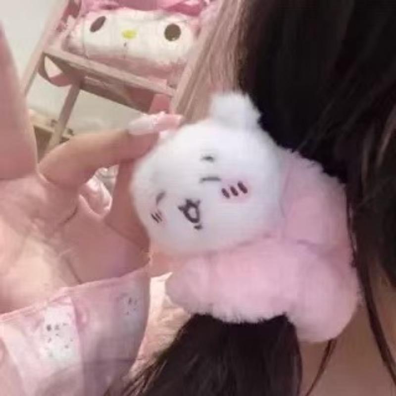 Плюшевая резинка для волос Чиикава Милый мультяшный держатель для хвоста Кавайная маленькая восьмерка резинка для волос Девочки Сладкие повседневные аксессуары для волос