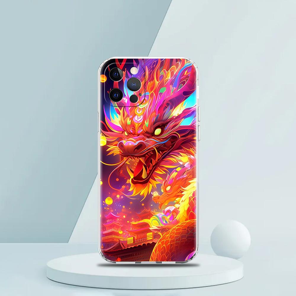 Мультяшный Чехол-Дракон для Телефона iPhone 16 15 14 13 12 Pro Max Прозрачный Мягкий для iPhone 11 Pro Max 7 8 Plus XS XR Силиконовый Чехол
