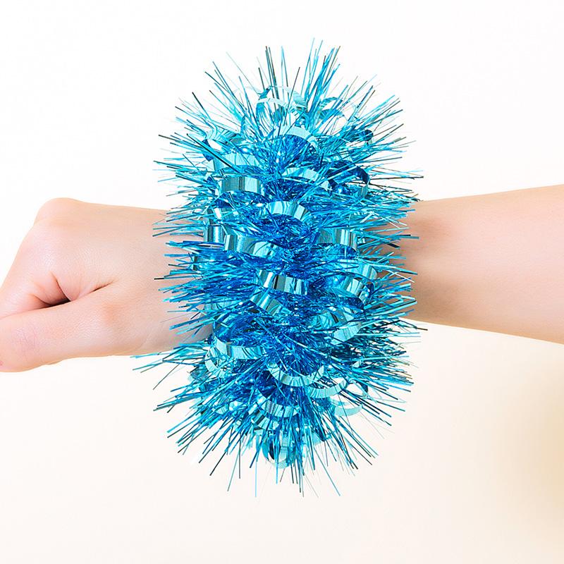 Metallic Tinsel Wrist Corsage Bracelets,Bulk Sparkly Pom Pom Wristbands for Kids Dance Recitals,Cheerleading & Party Decor