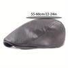 Adjustable Button Painter Cap PU Leather Newsboy Caps Vintage Autumn Winter Hat  Women Men