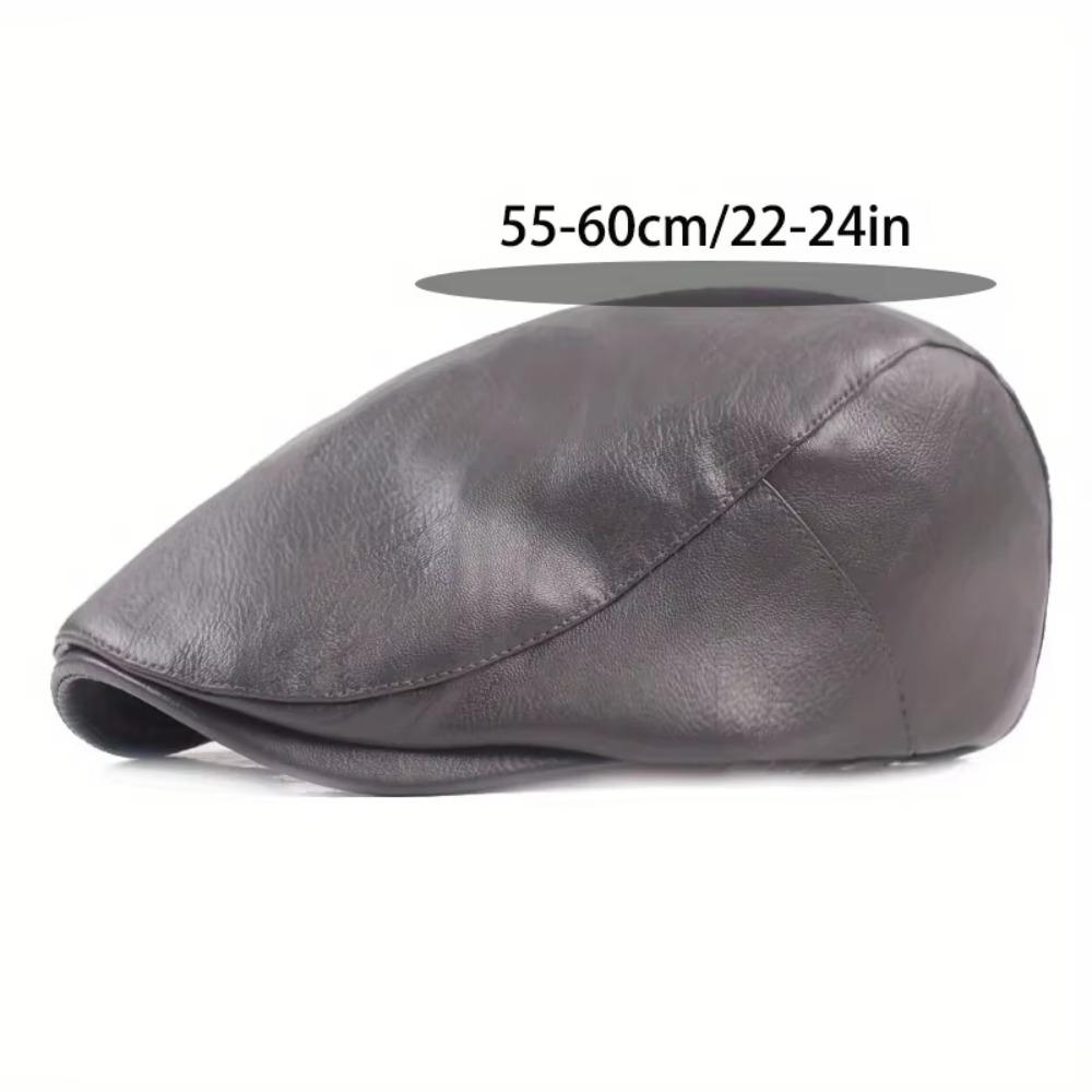 Adjustable Button Painter Cap PU Leather Newsboy Caps Vintage Autumn Winter Hat Women Men