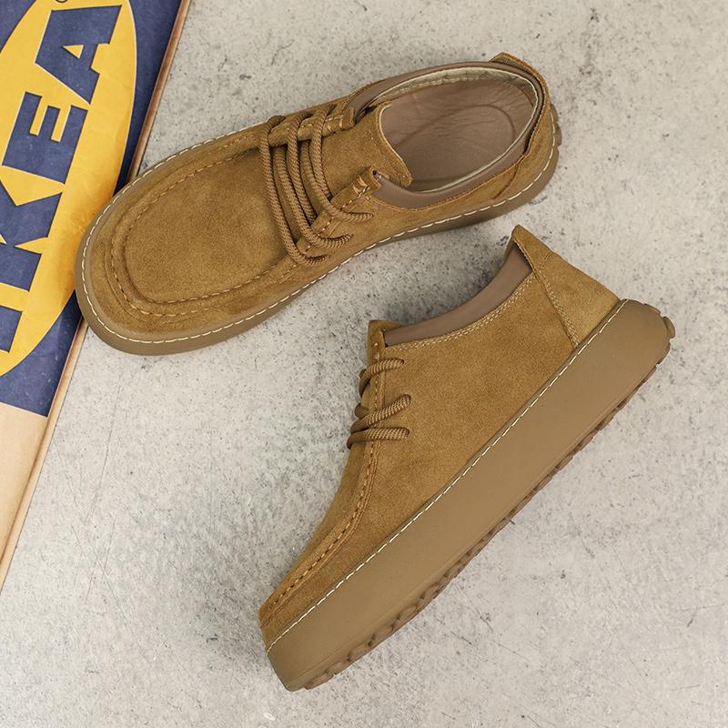 Мужские замшевые туфли в британском стиле, осень-зима, новые плюшевые туфли в стиле ретро с низким верхом, мужские туфли-оксфорды, универсальные для повседневного использования