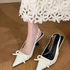 High-heeled Nude Bag Head Empty Back, Sweet Bow, Thin Heel Pointed Head Temperament, High-heeled Sandals Women's 2025 Autumn New Models