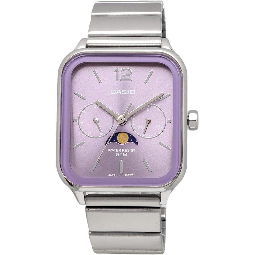 Casio Мужские Аналоговые Фаза Луны Металлический Ремешок Сиреневый Mtp M305d 6av