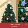 Artificial Christmas Tree with Lights, 90cm Tall, Multicolor LED Fiber Optics + Stand, 90 Branches, Star Topper, Shiny Green