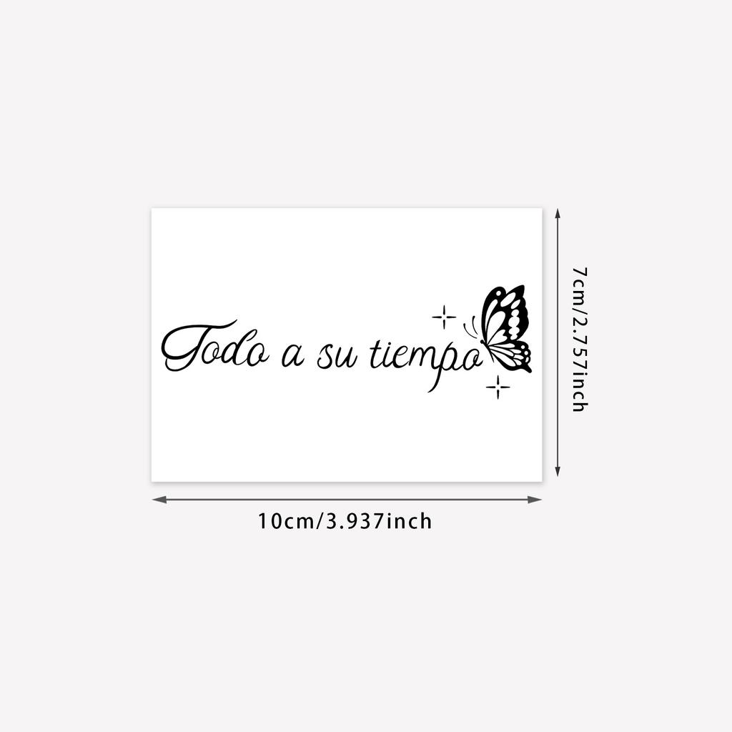 Literary Style Navy Blue Spanish Sentence Tattoo Sticker, Waterproof And Long-Lasting, Non-Reflective, Wrist Tattoo Sticker