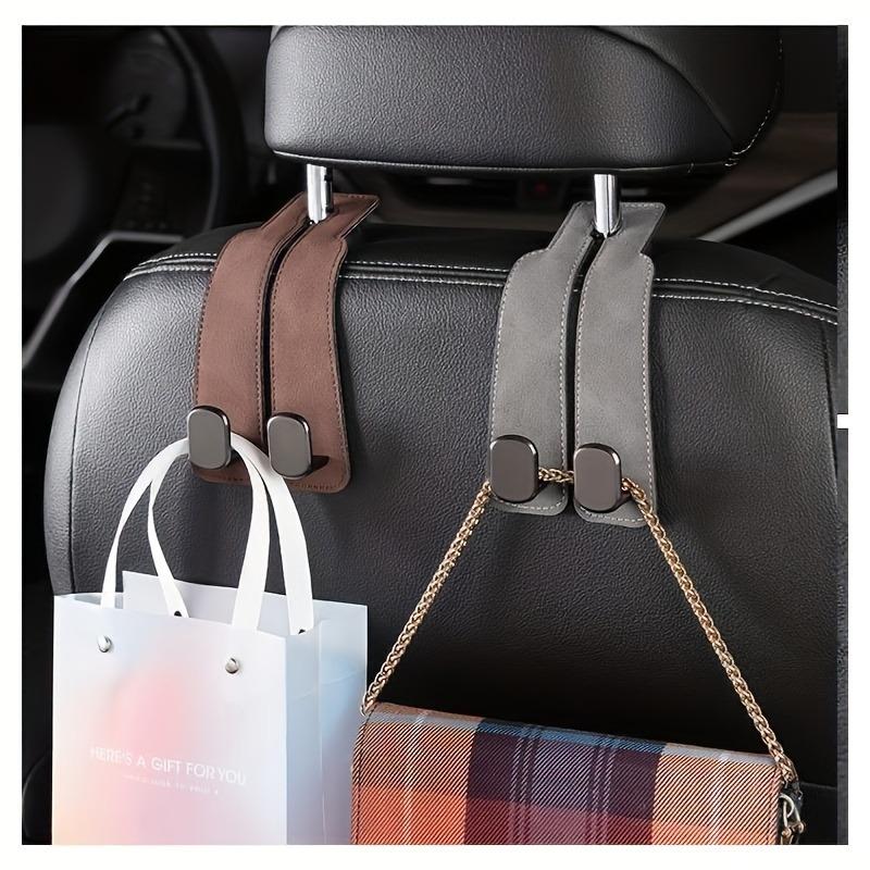 Premium Suede-Wrapped Car Headrest Hook - Foldable Design with ABS Hook for Universal Car Compatibility