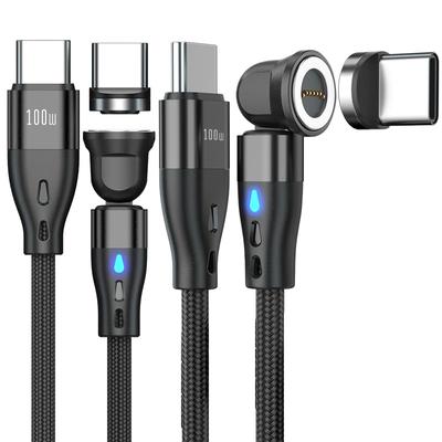 Магнитный USB-кабель для зарядки USB PD 100 Вт 5 А Сверхбыстрая передача данных Совместим с устройствами, такими как кабель Type-C, Совместимый, 7-контактный (1м + 1,8м), Зарядка,