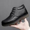 Мужские теплые ботинки модные бархатные кожаные хлопковые туфли на толстой подошве высокие хлопковые зимние ботинки деловые кожаные ботильоны мужские