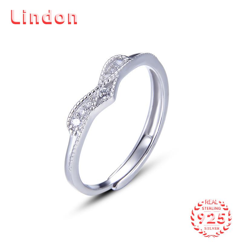 Lindon Classic 925 Sterling Silver Zircon Ring Ladies Jewelry Wedding Promise Party Gift