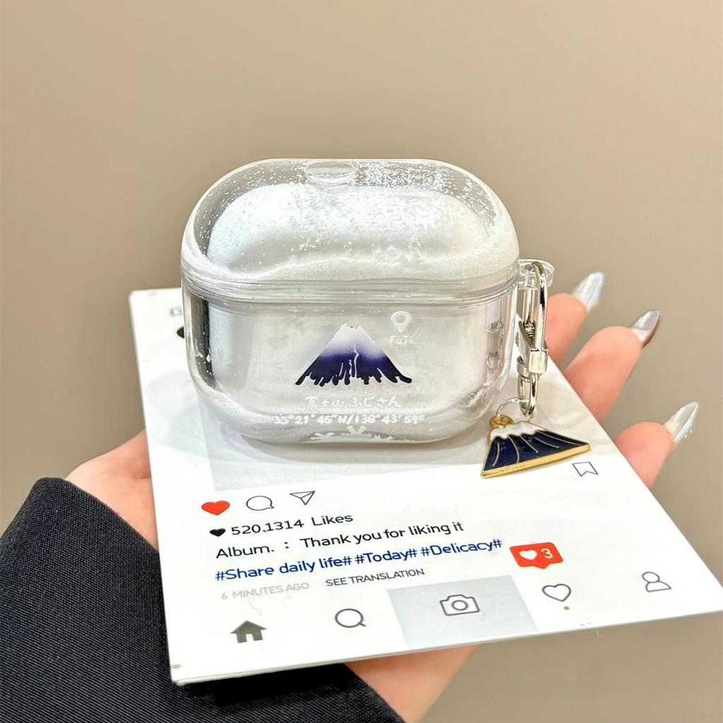 Популярный чехол для Bluetooth-гарнитуры AirPodspro1 с эффектом 'жидкий песок' и изображением горы Фудзи и яблока, кулон 1-го поколения, новое pro 1-го поколения