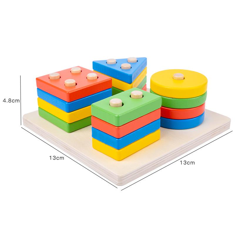 Деревянный обучающий пазл: Развивающие игрушки для детей - Развивайте когнитивные навыки и координацию рук и глаз с помощью геометрических фигур
