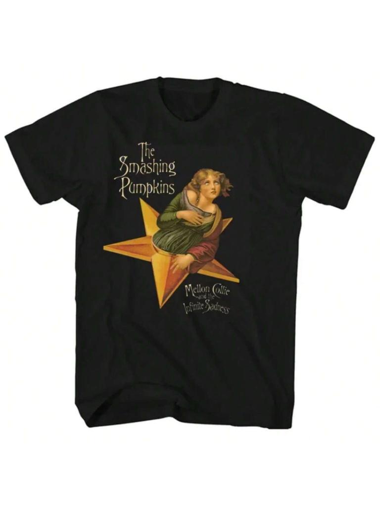 2025 Классическая футболка группы The Smashing Pumpkins Рок-музыка Мужская унисекс Повседневная футболка Футболка с коротким рукавом Хлопковые топы Летняя одежда