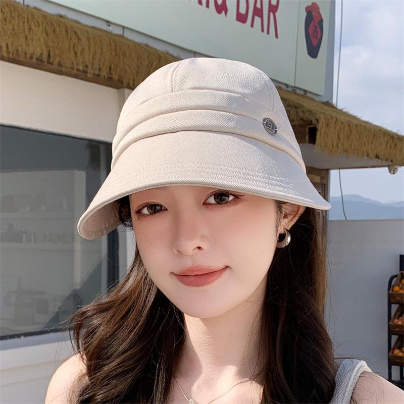 New women's sunshade sunscreen bucket hat showing face small face cover UV protection sun hat big brim cap