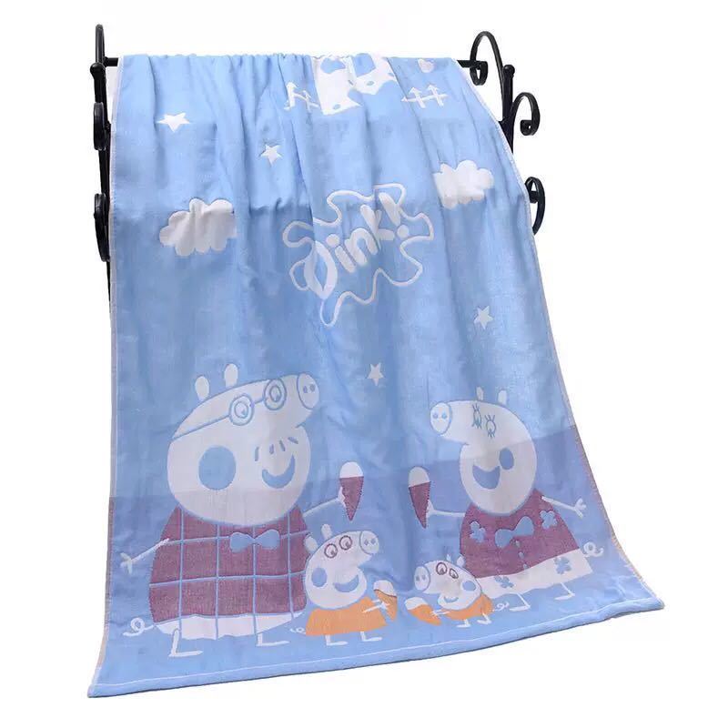 Банное полотенце из марли для взрослых, пляжное полотенце, диванное одеяло, одеяло из чистого хлопка, мультяшное, для ванной, дома, четыре сезона, двухстороннее, 70x140 см