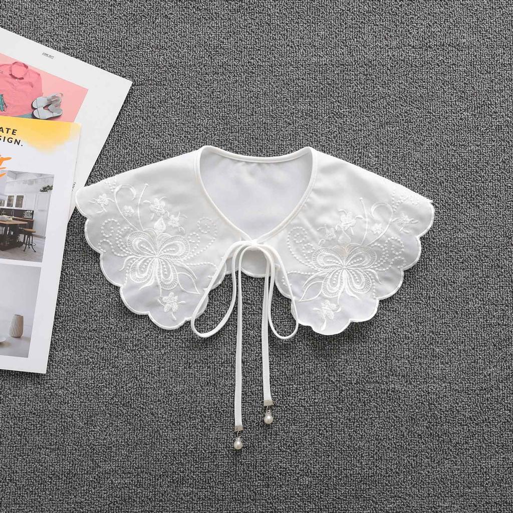 Retro Women Fake Solid Color Fake False Lapel Neck Collar Blouse Pan Collar