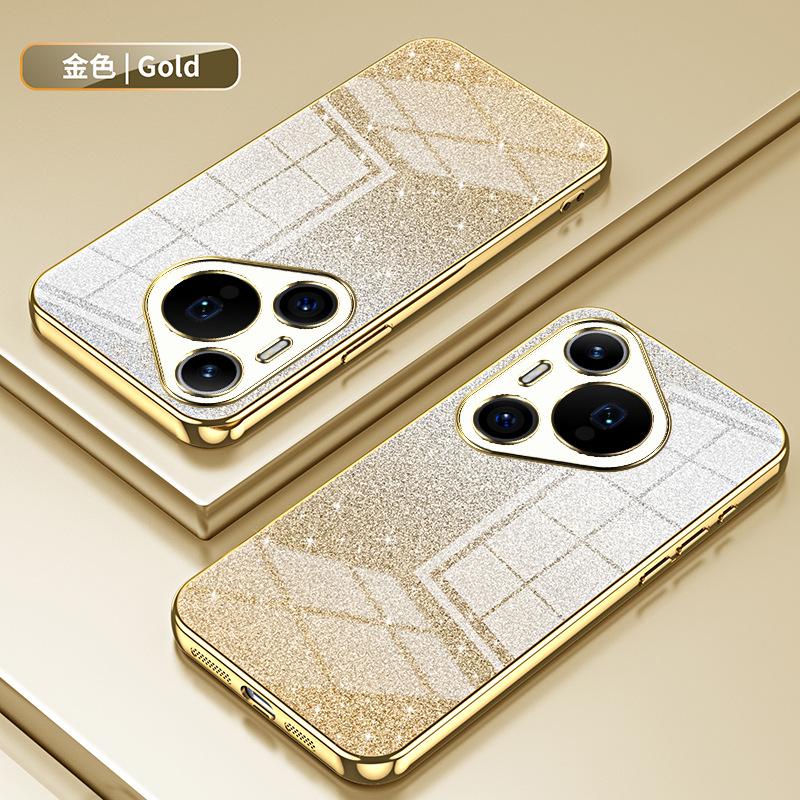 Применимо к Huawei Pura80Pro гальванизированный чехол для мобильного телефона с блестками Pura70Pro прозрачный P60 противоударный защитный чехол P30