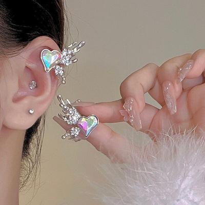 Клипсы для ушей Love Angel Wings из циркония, женские, легкие, роскошные, нишевые, дизайн, без пирсинга ушей, темпераментные, эльфийские клипсы для ушей