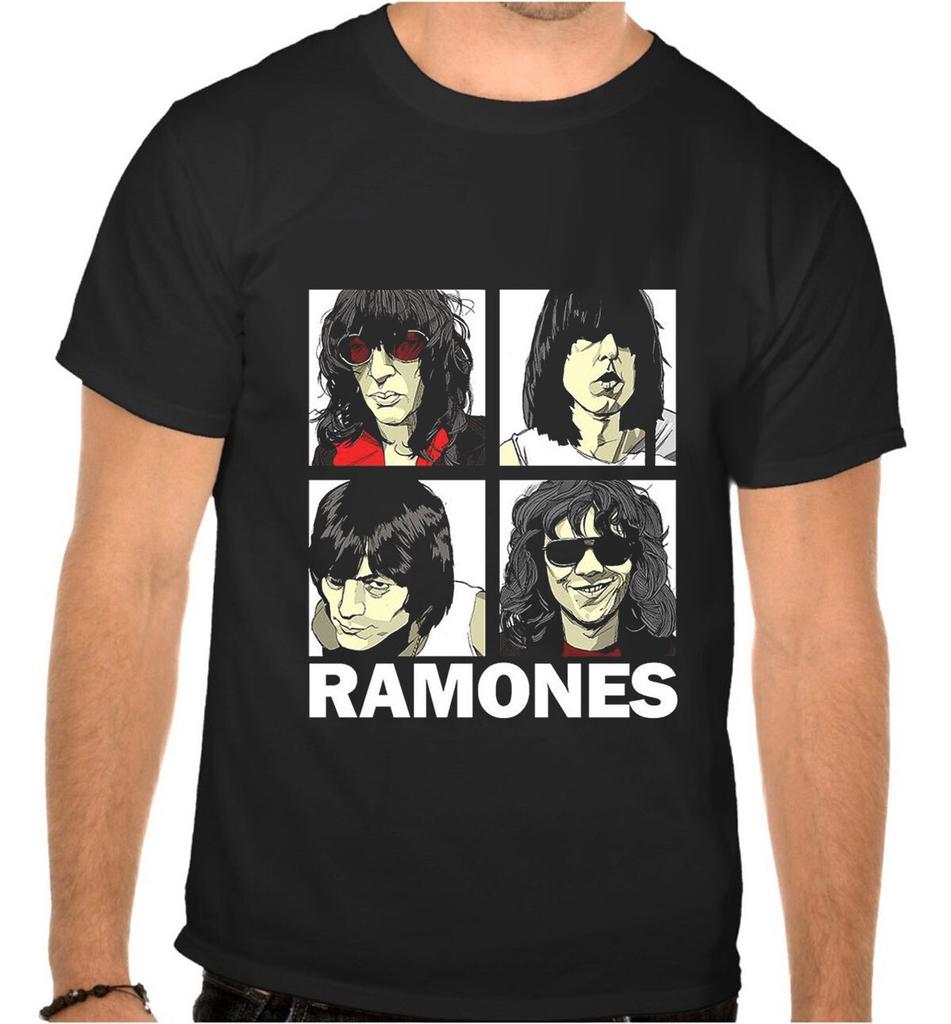 Ramones Логотип Рок-музыки Черная Футболка 1069100 Ручная Работа