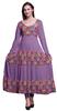 Длинная анаркали-курти с художественным принтом лавандового цвета, индийские курты с длинными рукавами для женщин, этническое платье