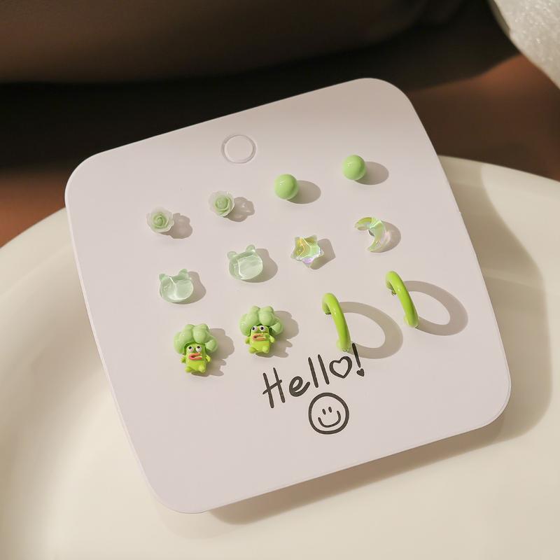 1 Набор Простой и Компактный Набор Сережек-Игл Любовь Геометрическая Комбинация Сережек Милые Сладкие и Универсальные Серьги