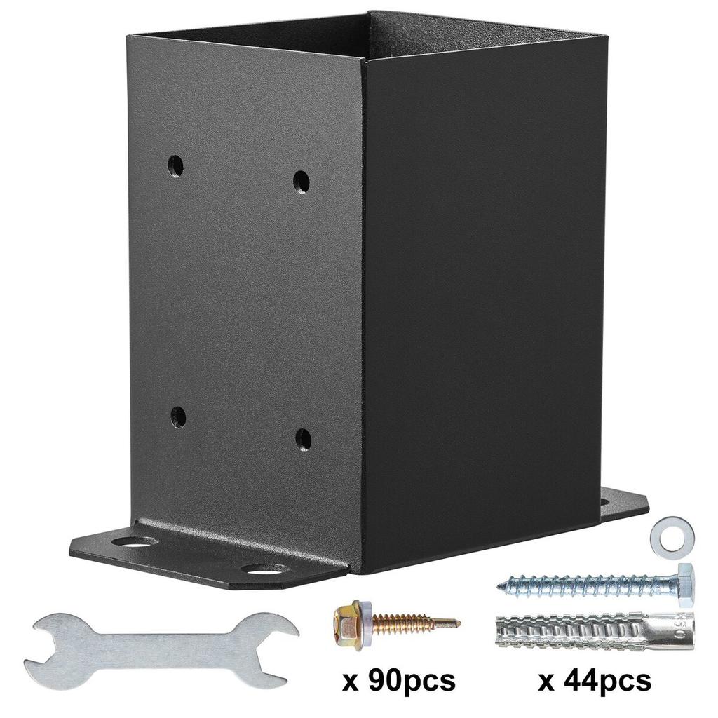 4x4 Post Base 10 Pcs, Inner Size 3.6x3.6 Post Base Brackets, Heavy Duty Powder-Coated Post Anchor Matte Black Wood Post Brackets for Pavilion Deck