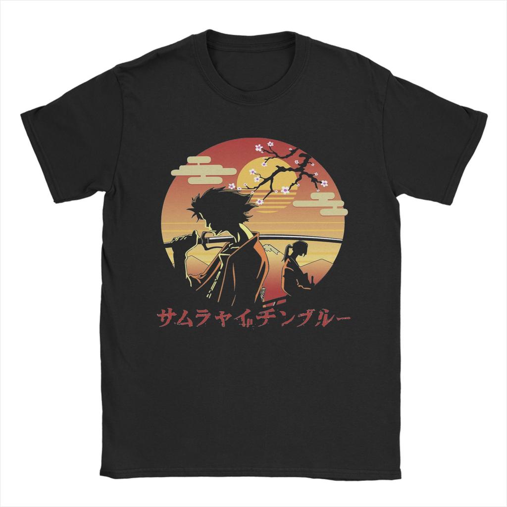 Mugen Samurai Champloo Card Anime T Shirts Unisex Unisex Pure Cotton Funny TShirt Round Neck Tees Short Sleeve Tops Printing