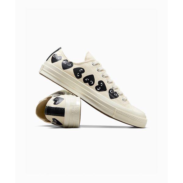 Comme des Garçons PLAY x Converse Chuck 70 Low Multi Heart - Молочный Черный Унисекс Кроссовки Кремовый Белый A08150C