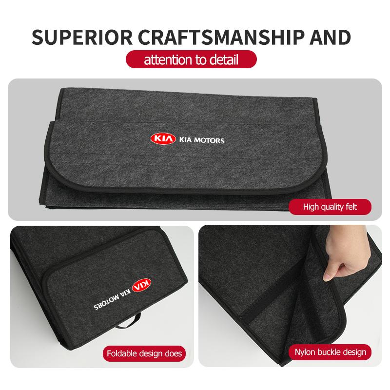 AAAFJ1 For KIA Car Foldable Felt Trunk Storage Bag Large Capacity Organizer Box Accessories Sportage Rio Ceed Niro Soul Stonic Picanto