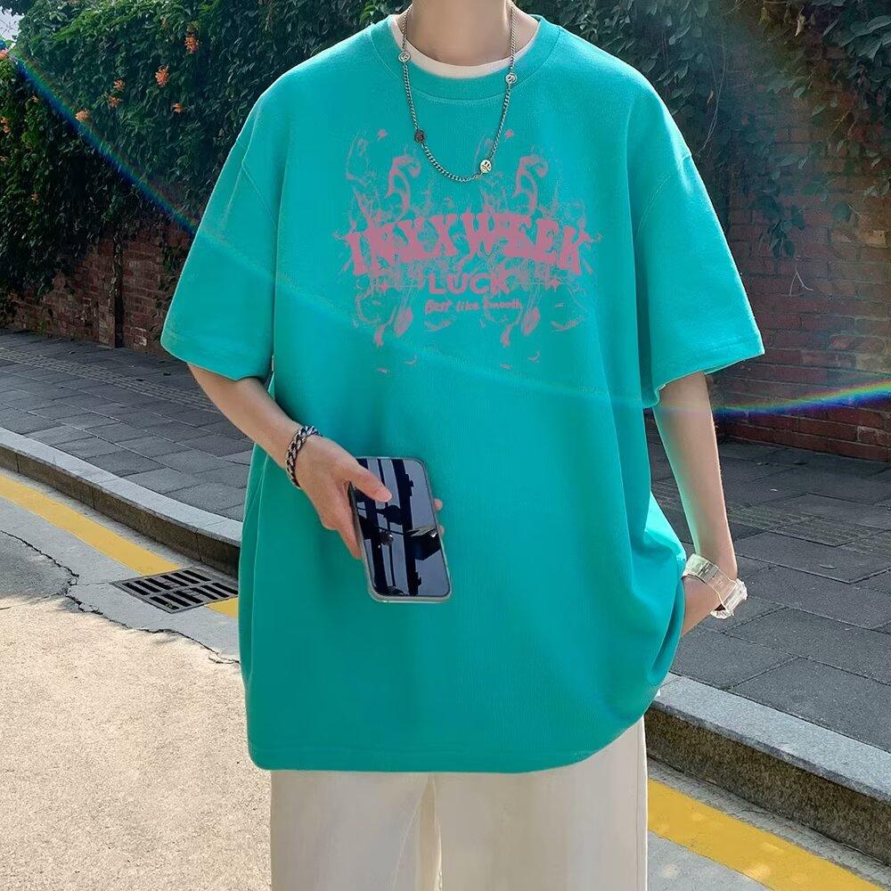 2024 New Short-Sleeved T-shirt Men's Ins Fashion Brand European and American Hip Hop Style Round Neck Bottoming Shirt Top Summer