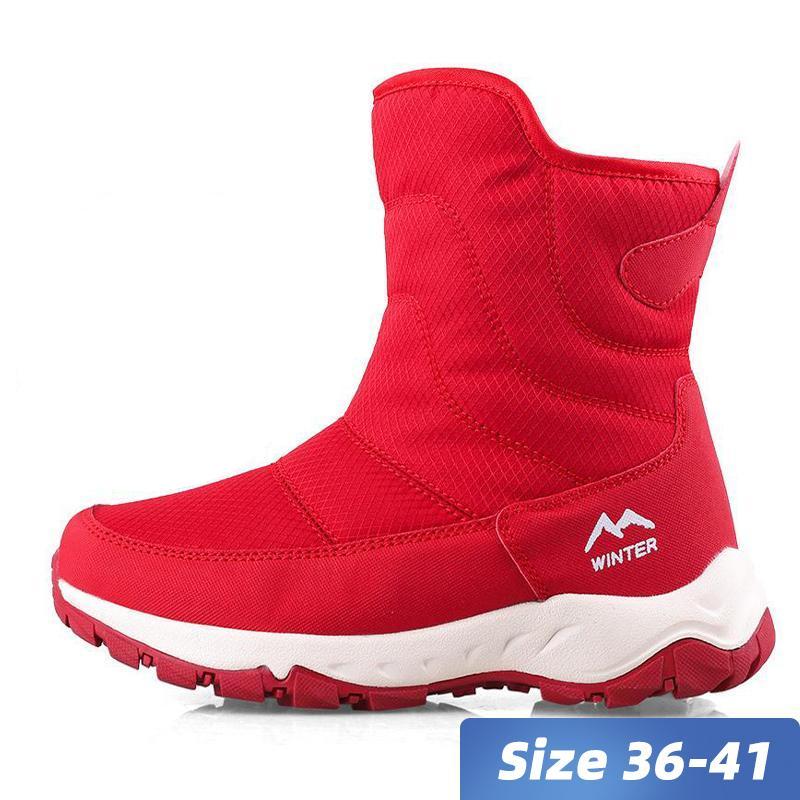Утолщенные теплые нескользящие плюшевые хлопковые туфли, новые женские водонепроницаемые зимние ботинки на молнии
