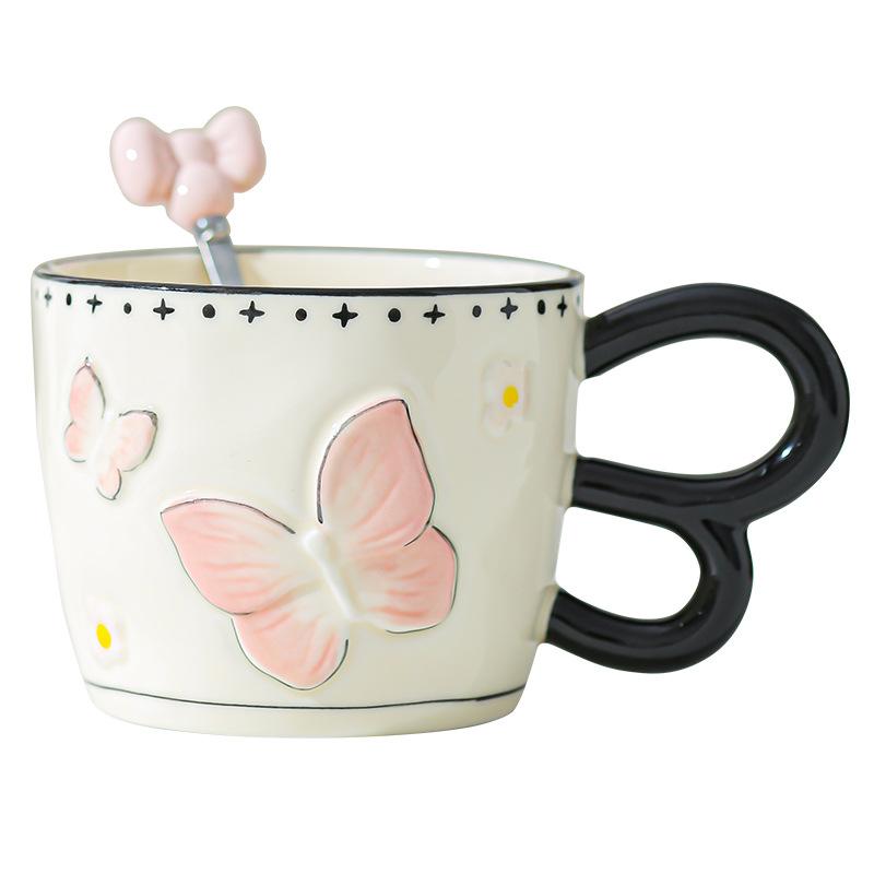 High Looking Butterfly Cup Ceramic Mug for Girls Birthday Gift Souvenir Water Cup Office Coffee Cup