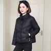 Короткая хлопковая куртка для женщин зимой, толстая, большого размера, черная, с воротником-стойкой, куртка для хлеба