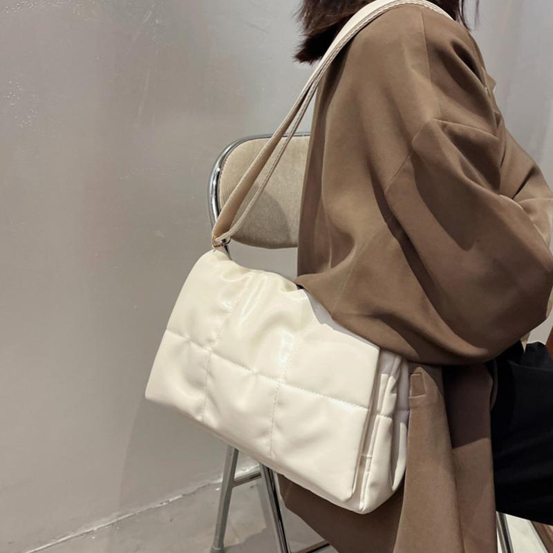 Yogodlns Осенне-зимняя пуховая сумка на плечо, женская сумка из искусственной кожи с клапаном, сумка через плечо, большая вместительная сумка-мессенджер из губки Bolsa