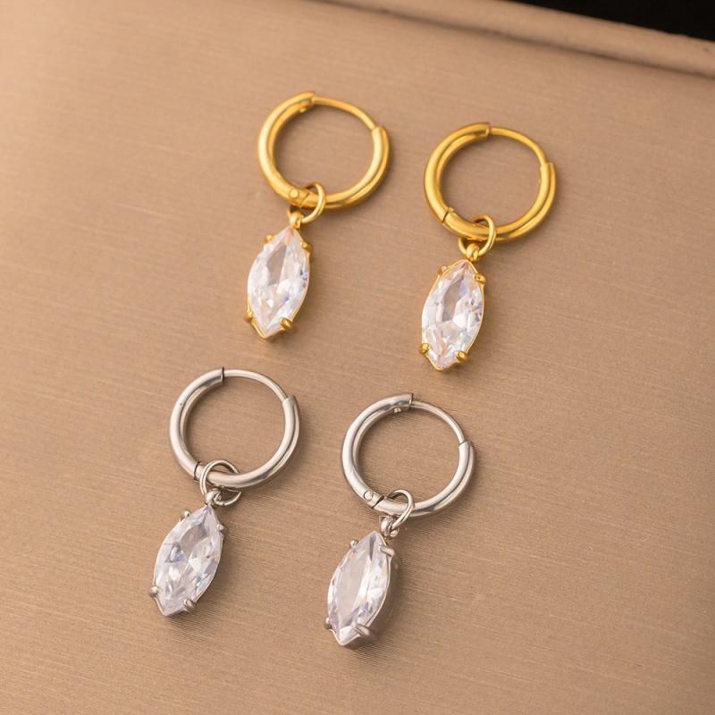 304 Stainless Steel Waterproof Water Drop Zircon Pendant Earrings for Women Fashion Exquisite New Trend Earrings Jewelry Gifts