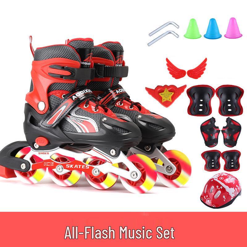 Регулируемый набор роликовых коньков с мигающими колесами для детей-начинающих