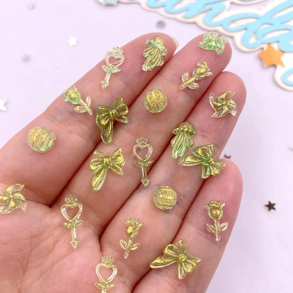 8g Resin Mini Glitter Colorful Magic Wand Jellyfish Rose Art Nail Flat Back Rhinestone Applique DIY Scrapbook Jewellery Decor
