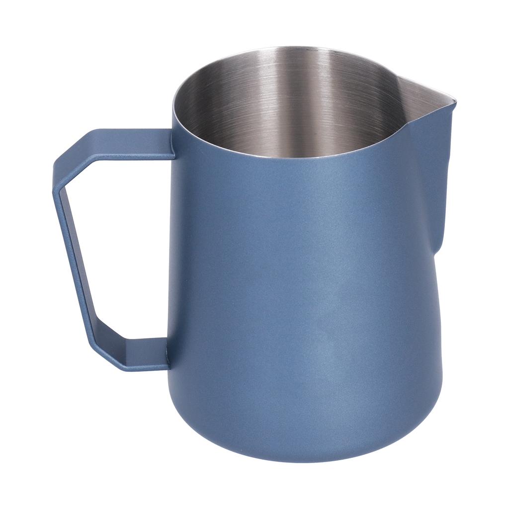 Latte Cup Pointed Spout 304 Stainless Steel Durable Milk Frothing Pitcher with Angled HandleBlue 600ml(without Label)