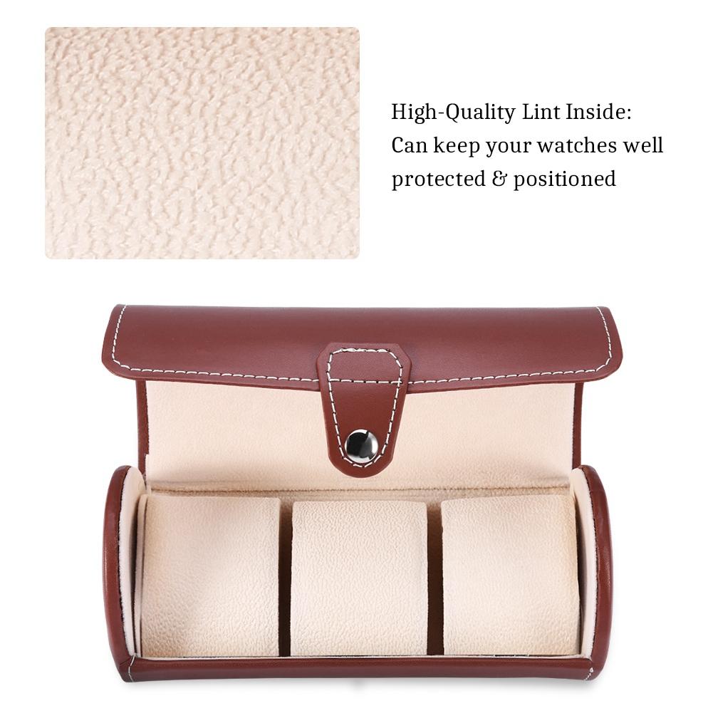 Коробка для часов с 3 слотами, дорожный футляр из искусственной кожи, органайзер для хранения ювелирных изделий