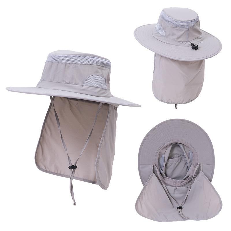 Casual Men Breathable Mesh Bucket Hat With Neck Flap Summer UV Protection Sun Hats For Women Outdoor Hiking Fishing Beach Cap