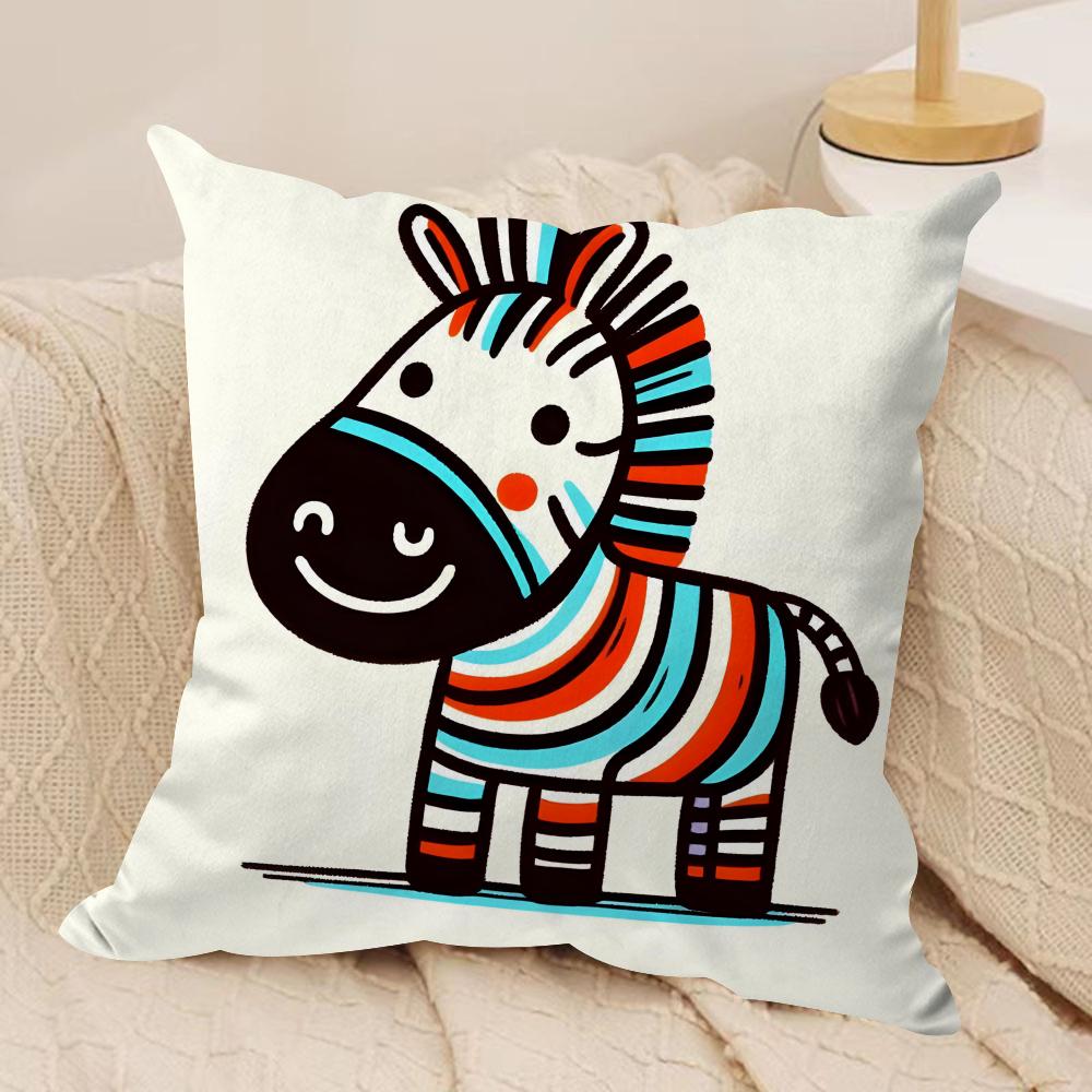 Cute Zebra Cushion Cover Pillowcase Ultra Soft Skin Friendly Fabric Cloud Like Comfort Concealed Zipper