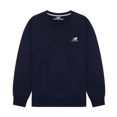 New Balance Толстовка из французского терри с маленьким логотипом Мужская Женская Унисекс Длинный рукав Темно-синий