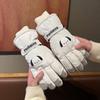 Утепленные мультяшные женские водонепроницаемые перчатки с пальцами для езды, ветрозащитные и холодостойкие, милые теплые бархатные лыжные перчатки