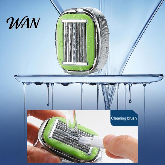 Skin Friendly Shaving Tool Manual Bald Head Razor for Men, Portable Shaver with Guard Comb & Aloe Lubricating Strip, Wet Case Cleaning Brush,