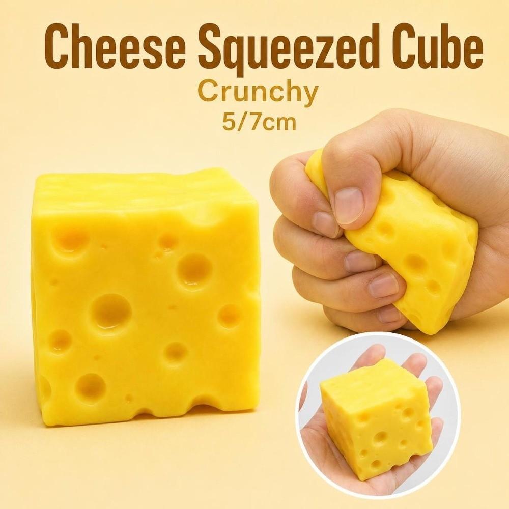 5/7cm Cheese Squeezed Cube Sound Effects TPR Fidget Toy Cheese Stress Ball Children's Gifts