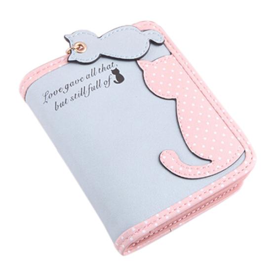 Леди милый картонный кот Pandent короткий длинный кошелек держатель для карт на молнии сумка для монет кошелек